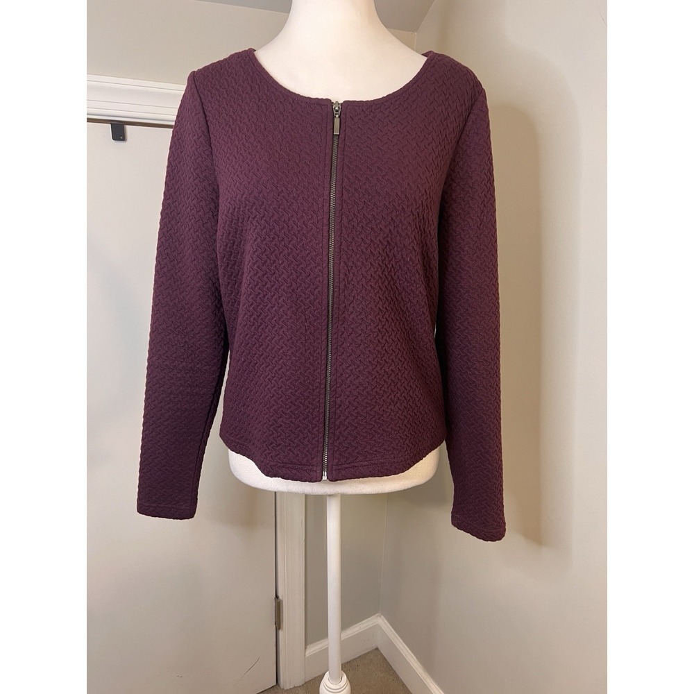 Vila Purple Collarless Summer Work Jacket Zip Short Large